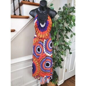 London Times Women Multicolor Polyester Round Neck Sleeveless Long Maxi Dress 8